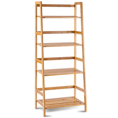 Giantex 4-Tier Bamboo Plant Stand Flower Pots Holder Display Shelf, 47.5inch Ladder Shelf Plants Organizer Rack for Patio Balcony Garden Home, Bookcase Planter Storage Shelving Unit Indoor Outdoor