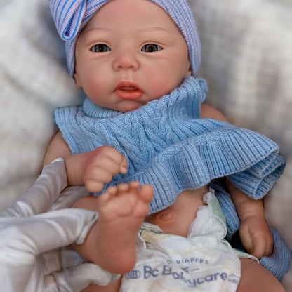Abenduot 18inch 6.2lbs Full Body Soft Solid Silicone Baby Dolls Can Open Mouth Lifelike Handmade Painted Newborn Girl Doll Anatomically Correct