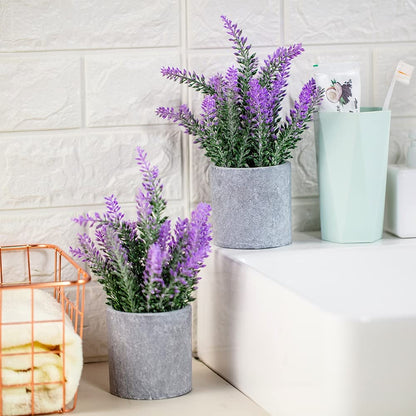 CADNLY Artificial Lavender Plant in Pots - Faux Lavender Flowers Decor – Fake Flowers Purple Decor Plant Potted Bathroom Bedroom Kitchen Farmhouse Home 2 Pack
