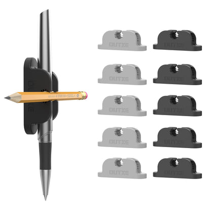OUTXE 10-Pack Magnetic & Adhesive Pen Holder with Dual Slots - Easy Organize & Access Pencil, Pen, Marker- Perfect for Desk, Wall, Refrigerator, Whiteboard, Clipboard