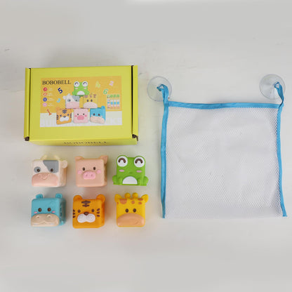 BOBOBELL Animal Soft Baby Blocks,Silicone Squeeze Building Blocks Stacking Toys for 6+ Months Babies,Early Learning Touch Education Toys with Numbers Animals Fruits Texture Baby Gifts Easter Basket
