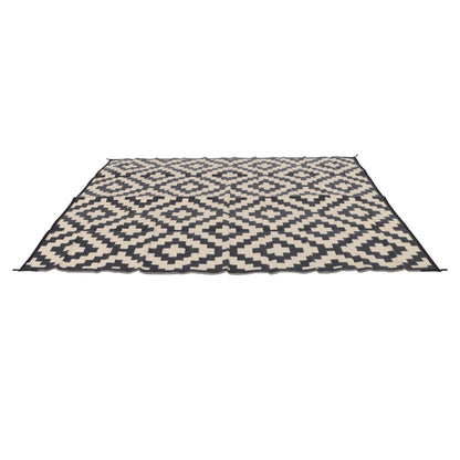 findmall 8x10FT Outdoor Carpet, Plastic Straw Camping Rug, Large Floor Mat and Rug for Outdoors, Modern Area Rug, for Backyard Deck Bench Picnic Campe, Black Beige