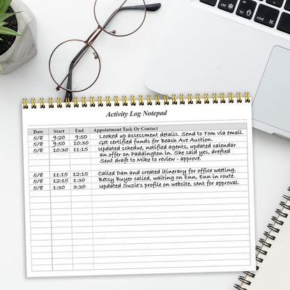(2-Pack) Activity Log Notepad - Spiral Activity Log Book for Business Work, Undated Weekly To Do List Notepad, Organized Time Spending, Appointment or Contact, Total in 104 Sheets, 100gsm Paper, 8.5" x 11"