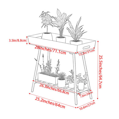 DHYGOTFUR 2-Tier Aluminum Plant Stand Indoor Outdoor with Built-in Handles, Anti-Fall Top Storage Box, Heavy Duty Multi-Use Plant Rack & Display Shelf for Patio Garden Lawn Balcony Living Room