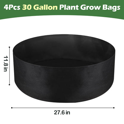 LBTING 4Pcs 30 Gallon Plant Grow Bags, Fabric Raised Planting Bed Heavy Duty Non-Woven Fabric Planter Pots for Garden Vegetables Flowers