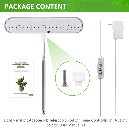 FOXGARDEN Grow Light, Full Spectrum LED Grow Lamp, Plant Lights for Indoor，Auto Timer 4/8/12H, 4 Dimmable, Height Adjustable 8.5"-24", Growing Lights