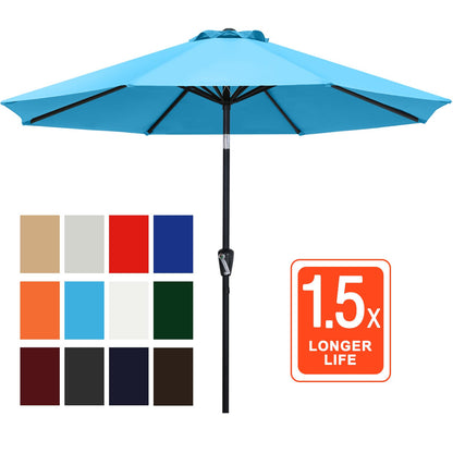 ABCCANOPY 9FT Outdoor Patio Umbrella, 8 Ribs Table Umbrella w/Crank for Easy Set Up, Suitable for Garden, Lawn, Deck & Backyard (Turquoise)