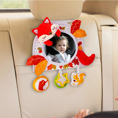 Caterbee Baby Activity Hanging Toy with in-Sight Car Mirror for car seat, Stroller, Crib and Tummy time (Fox)