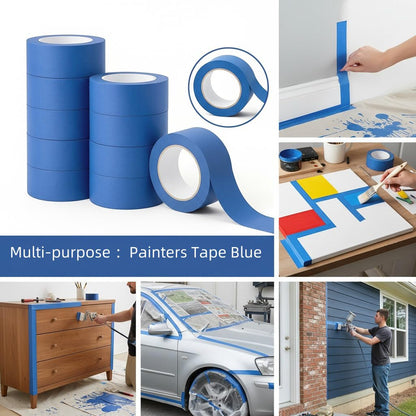 HALFOPM Painters Tape 2 Inch Wide, 10 Rolls Blue Masking Tape for Painting, Walls, Crafts & Home Improvement - 55 Yards per Roll
