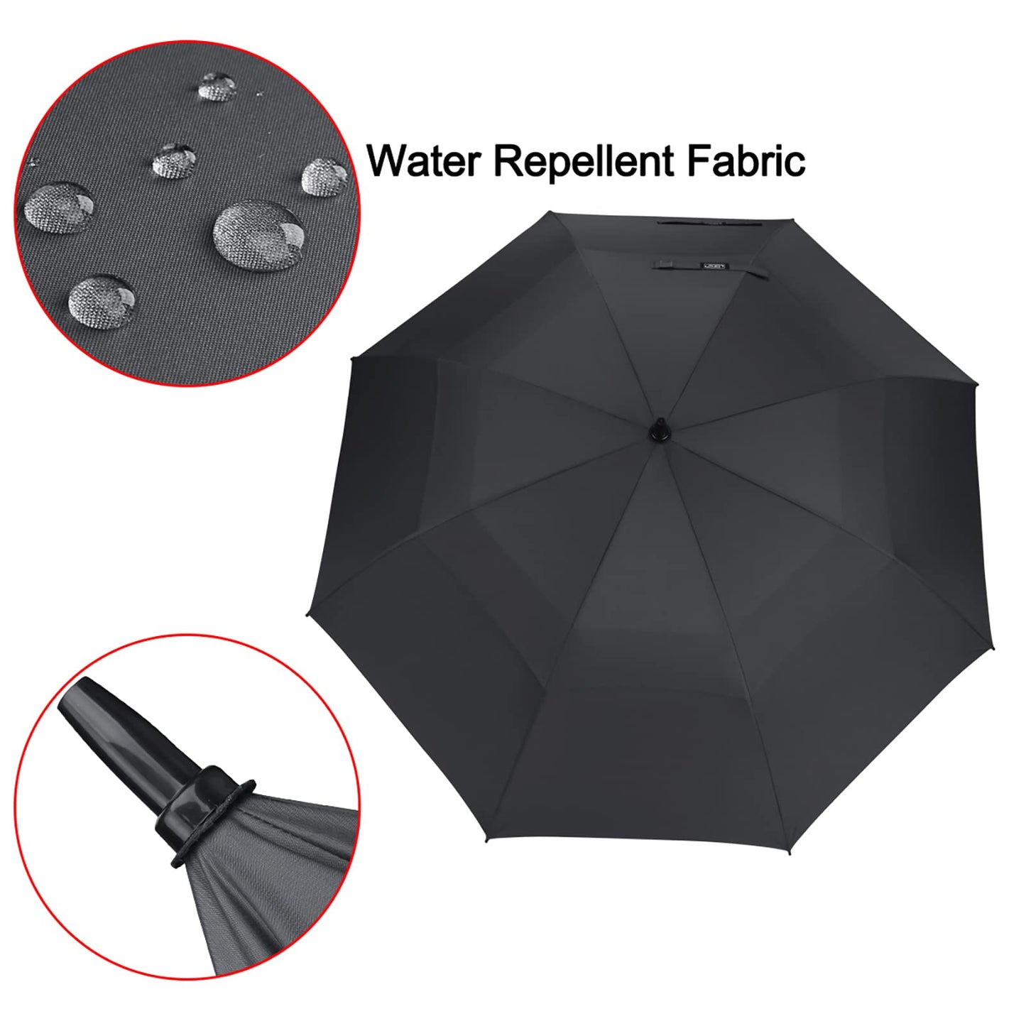 G4Free 47/54/62/68/72 Inch Automatic Open Golf Umbrella Extra Large Oversize Double Canopy Vented Windproof Waterproof Stick Umbrellas (Black)