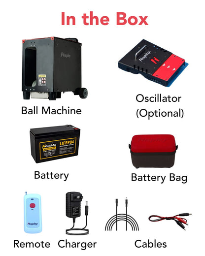 Nisplay Portable Tennis Ball Machine (26lbs) - Dual Motor for TopSpin and Backspin, 80+ Balls, Max 68MPH, 4+ Hours Play with External Lithium Battery (Ball Machine Only)