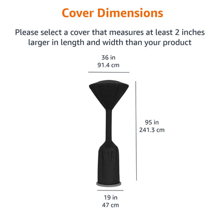 Amazon Basics Outdoor Round Stand Up Patio Heater Cover, Wind-Resistant, Snow-Resistant, Water-Resistant, Black, 36" x 18.5" x 95"