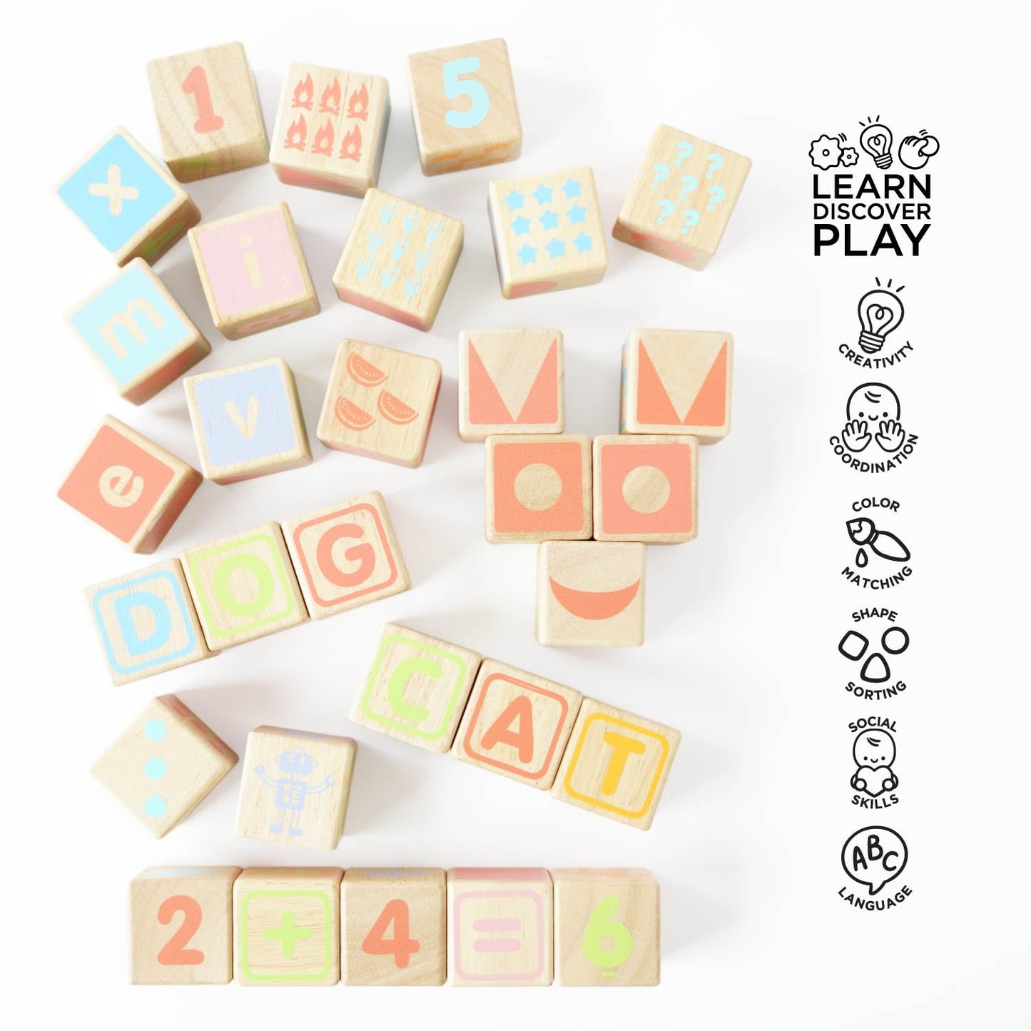 Le Toy Van - Petilou Wooden Educational ABC Wooden Blocks | Educational Wood Toys for Toddlers and Babies | Suitable for A Boy Or Girl 1 Year Old +