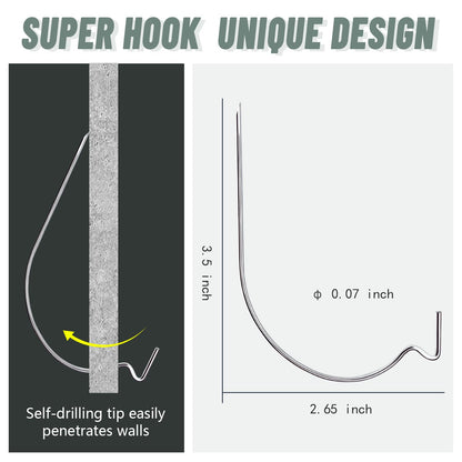 Super Hooks Picture Hanger,Gorilla Hooks - Hang Art, Clock, Shelves, Mirrors, Frames, or Planters for Home and Office Decorations-30pcs