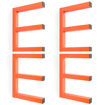 Ultrawall Lumber Storage Rack Wall Mount Wood Storage Racks, Metal Wood Organizer Racks for Shed, Workshop, Garage, Holds Up 220 LBS Per Level (Pack of 4, Orange)