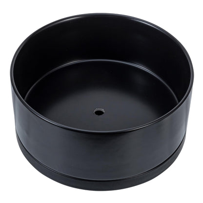MyGift 8 Inch Black Ceramic Succulent Planter Pot - Decorative Flower Plant Bowl with Removable Saucer