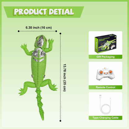 Lurui Wall Climbing Gecko Toy, Remote Control Lizard That Climbs Walls, Electric Gecko with LED Glowing Eyess,USB Rechargeable Wall Crawler Robot Toy for Kids, Interactive Lizard Toys for Boys Girls