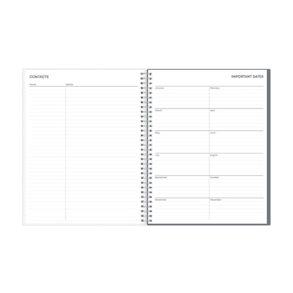 Blue Sky Note Taking Planner, Undated Planning Calendar, Monthly Layout, 8.5" x 11", Flexible Cover, With 120 Lined Notebook Pages, Durable Twin Wire Binding, Includes Snap In Bookmark, Zenra
