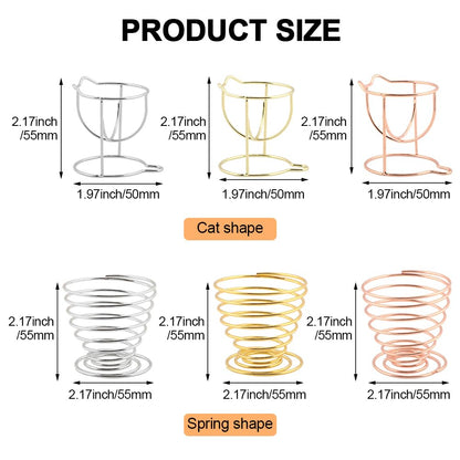 Kakalote 6pcs/pack Air Plant Holders, Geometric Metal Plants Stand Planter Shelves, Airplant Container Tillandsia Holder, Airplants Rack Tabletop Decor for Plant Lovers(cat + spring shape)