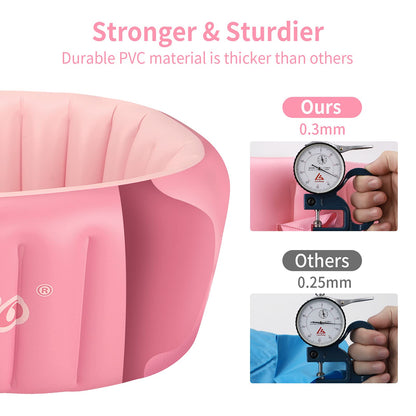 Swimbobo Inflatable Baby Bath Tub Portable Foldable Travel Mini Swimming Pool Helps Infants to Toddler Tub (Pink)
