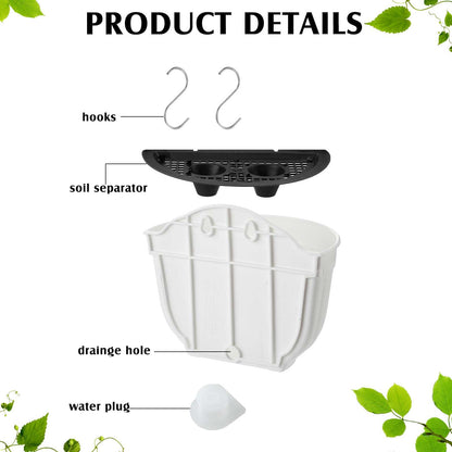 Zubebe 16 Pcs Resin Wall Hanging Planters White Hanging Flower Pots with Drainage Hole Fence Planters for Indoor Outdoor Plant Balcony Railing Decor(8.07 x 6.69 x 4.92'')