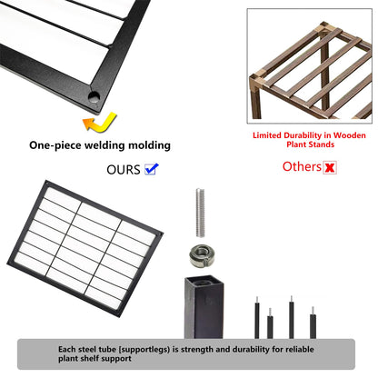 YUJCHMTZN Metal Plant Stand Indoor Metal Plant Stands Outdoor Tiered Plant Shelf for Multiple Plants, 3 Tiers 7 Potted Ladder Plant Holder Table Plant Pot Stand for Window Garden Balcony Living Room