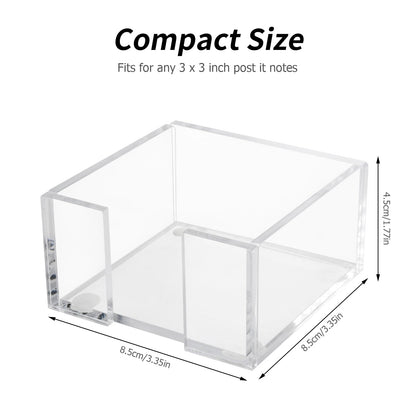 Acrylic Sticky Note Holder, 3 x 3 Crystal Clear Acrylic Notepad Holder Sticky Note Dispenser for Dorm Room and Office Desk Organizer