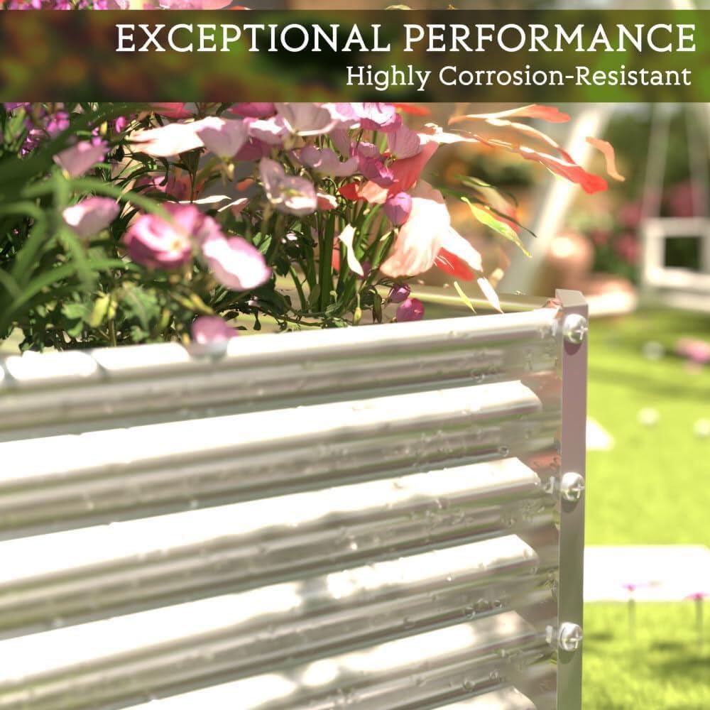 FRIZIONE 3PCS Tall Galvanized Raised Garden Bed Outdoor,Steel Garden Bed for Vegetables,Above Ground Garden Box for Flower,Metal Raised Beds for Gardening - 4x2ft