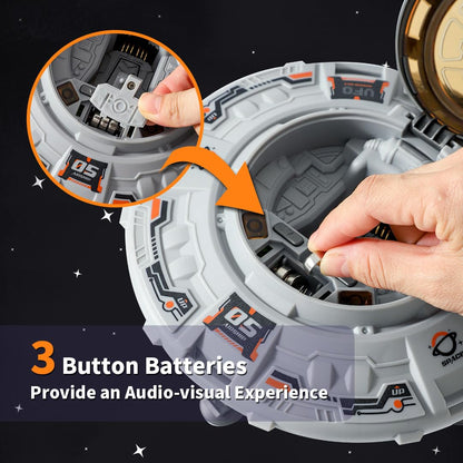 Wbzle Rocket Ship Toy, Space Toys Playset with UFO, Plane, Rocket Launcher, Satellites, Astronaut Toy Set with Light and Sound, Exploration Toys for Boys 3-5