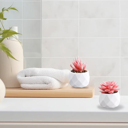 HVEST 2 Pcs Succulents Plants Artificial with Pot Small Fake Potted Plants Artificial Decor Pink Faux Plants for Living Room Bedroom Office Desk Bookshelf Bathroom Decor Artificial Plants
