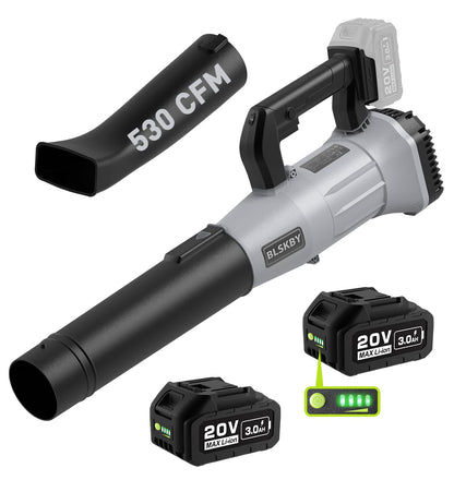 Cordless Leaf Blower - 2x3Ah Battery, 530CFM 170MPH, Powerful Battery Powered Leaf Blower Cordless with Battery and Charger, 7-Speed Control, 2 Extended Tubes for Yard, Lawn & Garden
