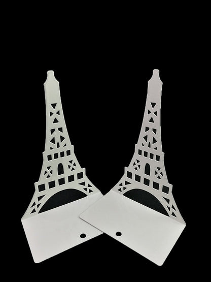One Pair Creative Paris Eiffel Tower Book Organizer Metal Bookends for Kids School Library Desk Study Home Office Decoration Gift (White)
