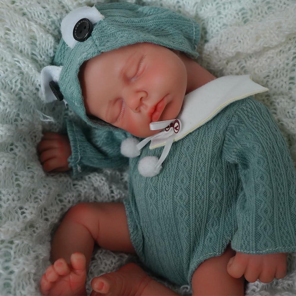 SOFTMARY Lifelike Reborn Baby Dolls - 12-inch Full Silicone Newborn, Real Life Baby Dolls with Realistic Veins & Sleeping Pose - Real Baby Reborn Gift Set for Kids Age 3+