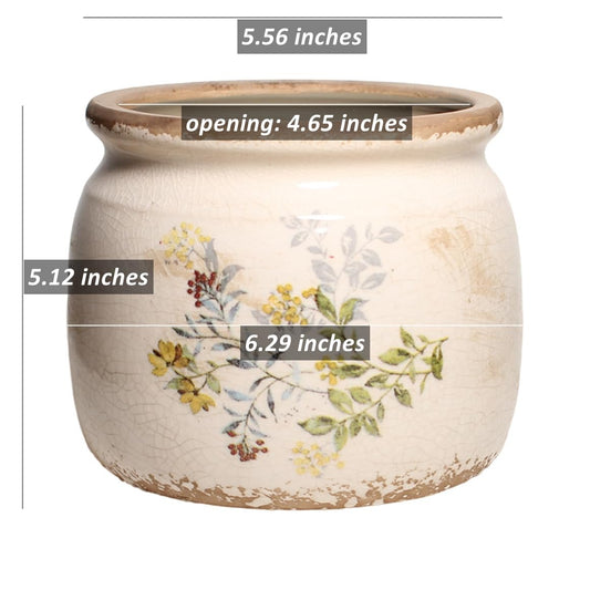 Xiaan Jiaju Pots for Plant, Cottage Rustic Clay Ceramic Tabletop Flower Pots, 6.29'' Plant Pots Indoor with Drainage, Sage Yellow Vase & Planters, Farmhouse Home & House Decor, Gifts for Mom