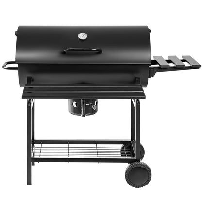 Flamaker Charcoal Grill Barrel style BBQ Charcoal Grill with Three Item Racks Thermometer Double-Layer Chrome-Plated Iron Baking Pan Ash Catcher for Camping Outdoor BBQ