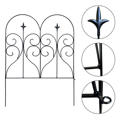 Thealyn Garden Fence 32" H x 10ft (5 Panels), No Digging Heavy Duty Metal Fence Panels, Rustproof Outdoor Dog Fence Animal Barrier, Decorative Fencing for Flower Bed, Yard, Landscape Edging