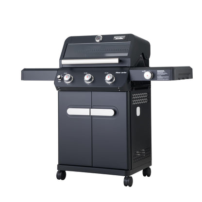 Monument Grills 3+1 Outdoor Barbecue Stainless Steel Propane Gas Grill, 3 Burners & 1 Side Burner 48,000 BTU Patio Garden Grill with Knob Controls, Mesa325, Black
