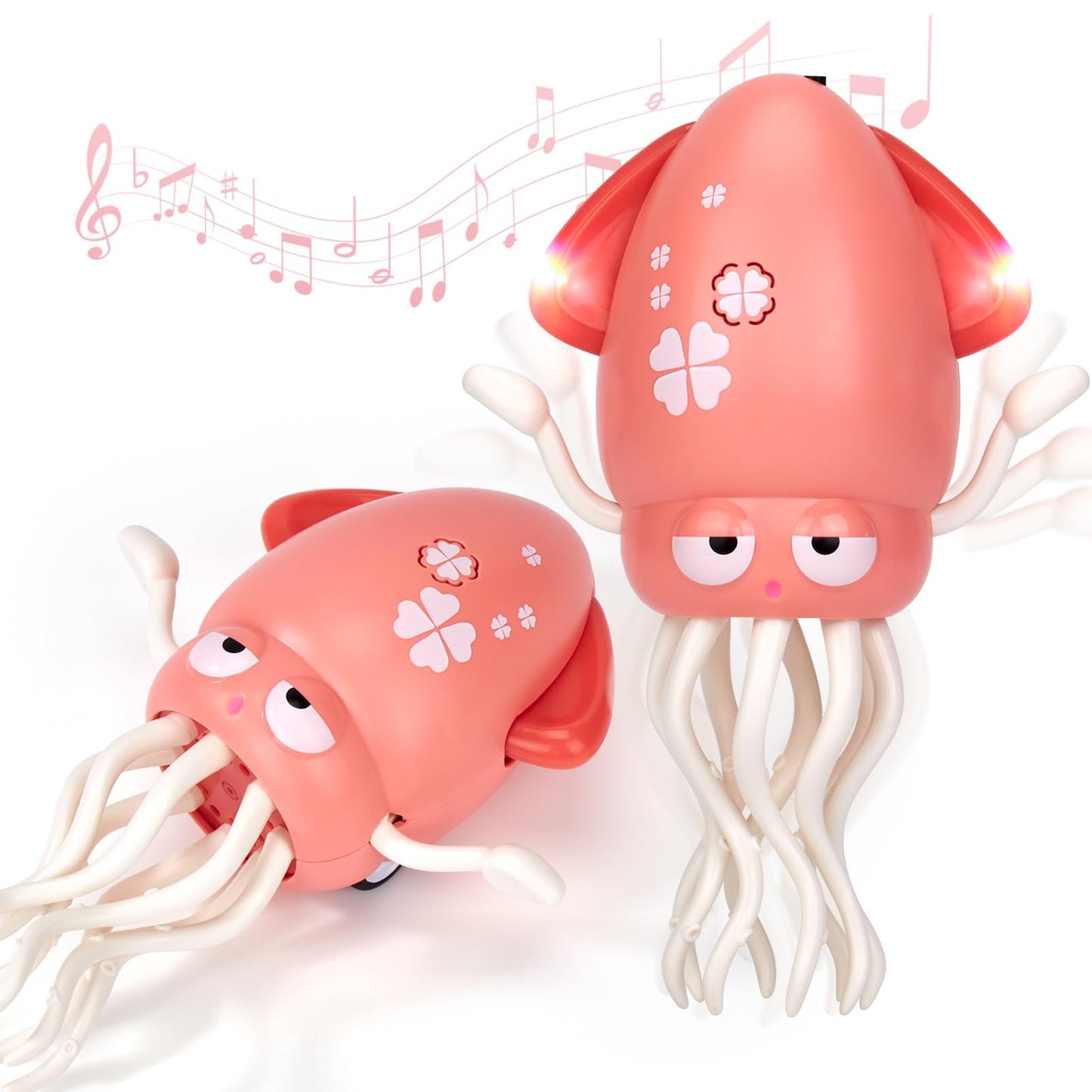 hahaland Baby Toys 6-12 Months - Fruits Vegetables Garden Plant Plush and Dancing Squid Toy - Tummy Time Toys, Crawling Toys, Wiggling Musical Standing Toy