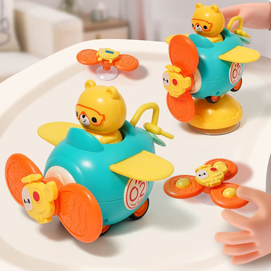 taotaotoys 3 in 1 High Chair Toys with Suction Cups Spinner Baby Toys for Babies 6-12 Months,Infant Teething Tray Rattle Bath Toys for Babies 12-18 Months Toddlers Boy Girl Birthday Gifts