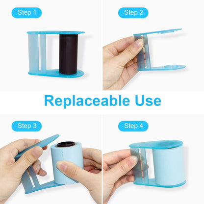 Sticky Notes - VANZAVANZU Self-Stick Full Adhesive Roll Notes with Tape Dispenser, Tear The Different Sizes You Need, 2 Tape Holders + 4 Replaceable Rolls, 4 Colors, Easy Post Notes