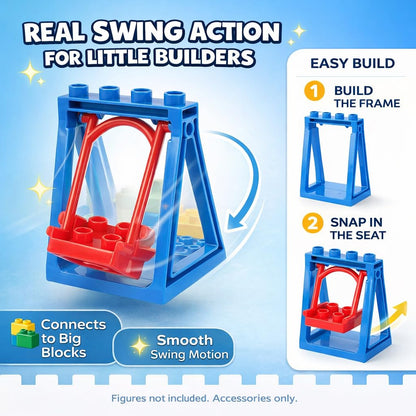 Liberty Imports 24 PCS Big Building Blocks Playground Set for Toddlers and Kids, Large Size DUPLO Compatible Construction Toy Bricks with Slides, Swings, Seesaw and Pipes Preschool Learning Playset