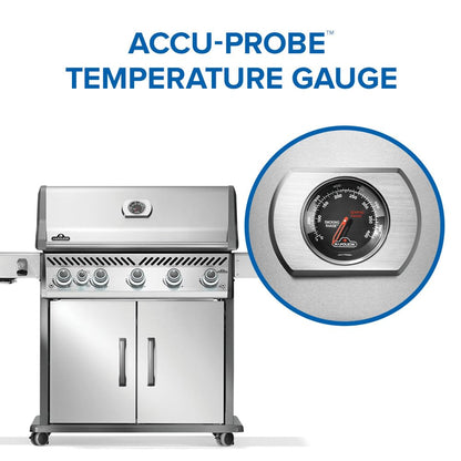 Napoleon Rogue PRO 625 Propane Gas Grill with Infrared Side Burner, Stainless Steel, Durable 6-Burner Gas BBQ