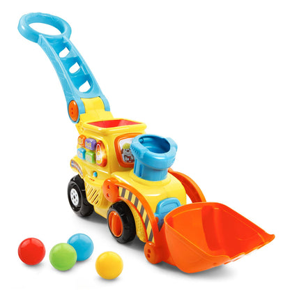 Retrospec Cricket Baby Walker Balance Bike with 4 Wheels for Ages 12-24 Months and VTech Pop-a-Balls Push & Pop Bulldozer, Yellow