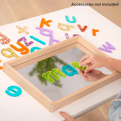 TickiT Small Wooden Mirror Tray - Explore Reflection, Symmetry and Patterns - for All Ages - Add Reflection to Any Sensory Activity Station