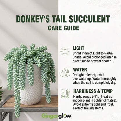 2 Succulent Plants, Donkey Tail Succulent Plants Live in 2 Inch Pot, Plant for Home Office, Wedding Hanging Decoration & DIY Projects