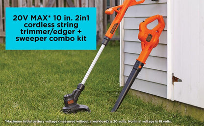 BLACK+DECKER 20V MAX* String Trimmer / Edger and Sweeper Combo Kit, 10-Inch (LCC221)