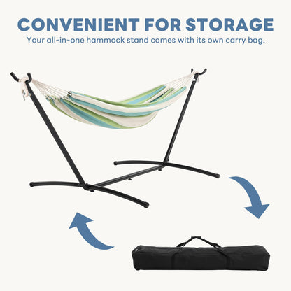 Sweetcrispy Hammock Stand Only, Heavy Duty Hammock Stands for Double 2 Person, Portable Steel Stand for Outside Garden Backyard Patio Pool Beach with Carrying Case
