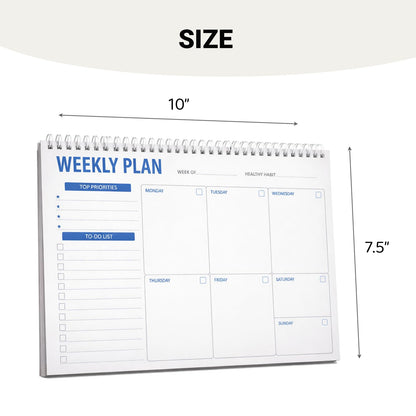 Myrthona Weekly Planner Notepad, 7.5 x 10 Undated Weekly To Do List Pad with 52 Tear Off Sheets, Daily Desk Planner with Task Organizer for Work School Home, Blue