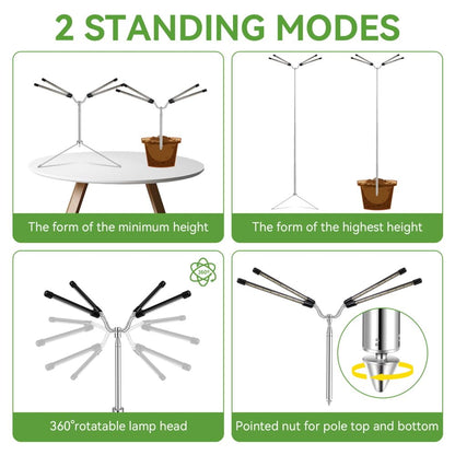 Grow Lights for Indoor Plants Full Spectrum,15-62 Inches Height Adjustable Dsektop and Standing Plant Growing Lights with Detachable Tripod Stand for Large and Small Plants, Auto On/Off Timer