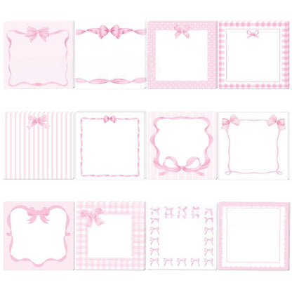 Cute Sticky Notes 3x3 Pink Bow Sticky Note Pads Aesthetic Coquette Bows Note Pad Self-Stick Ribbon Bowknot Stickey Notes Memo Pad Stationery Study School Essentials Desk Office Teacher Supplies
